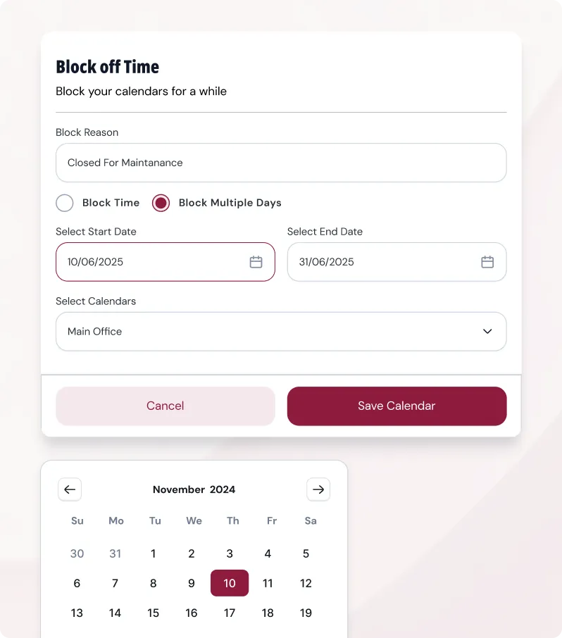 Availability Calendars